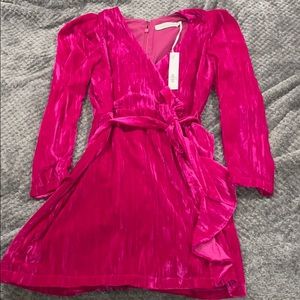 Adelyn Rae Velvet Fuchsia long sleeve dress